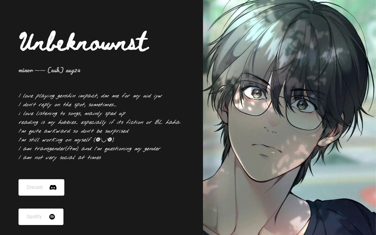Carrd profile picture for @unbeknownst